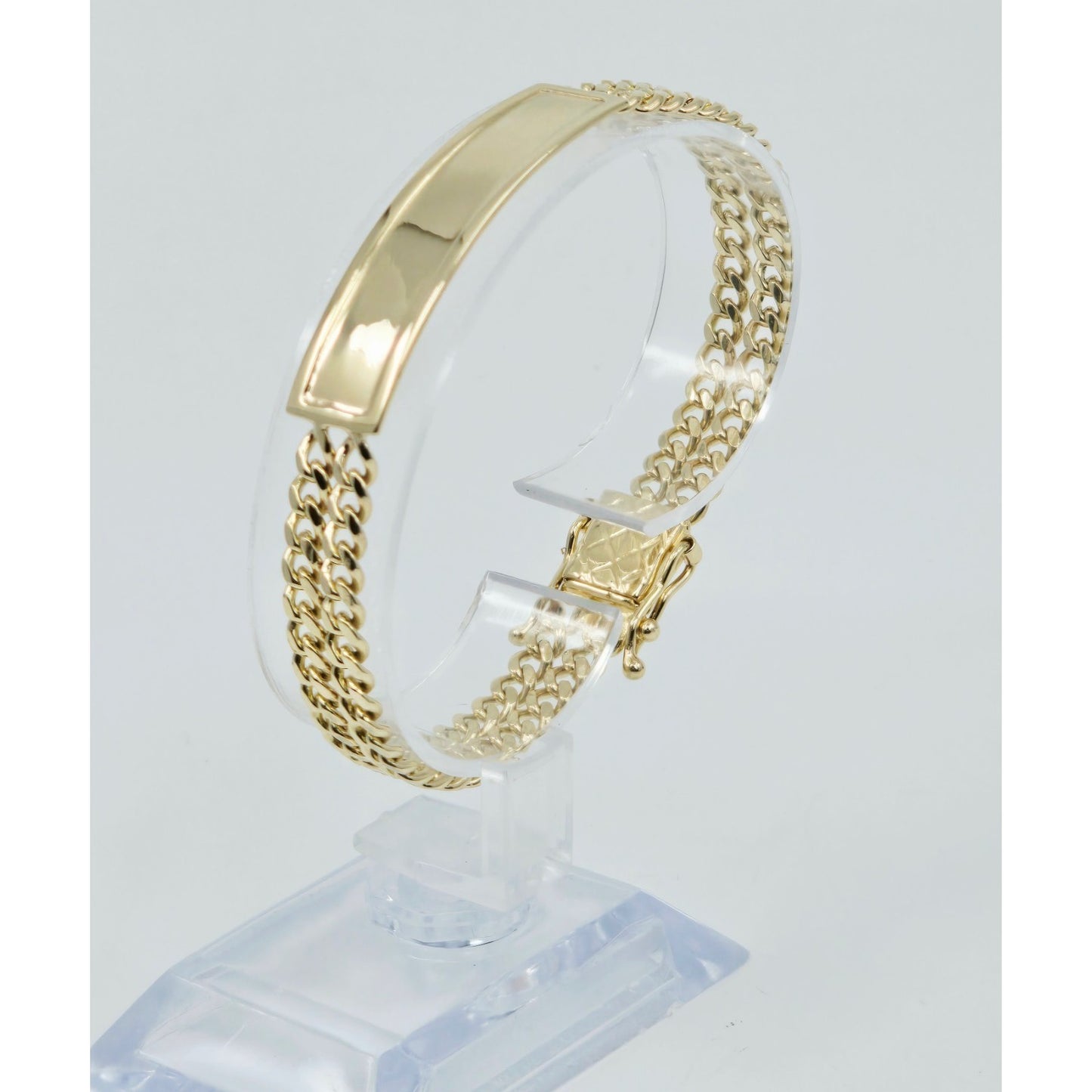 14K Yellow Gold Double Cuban Link ID Bracelet