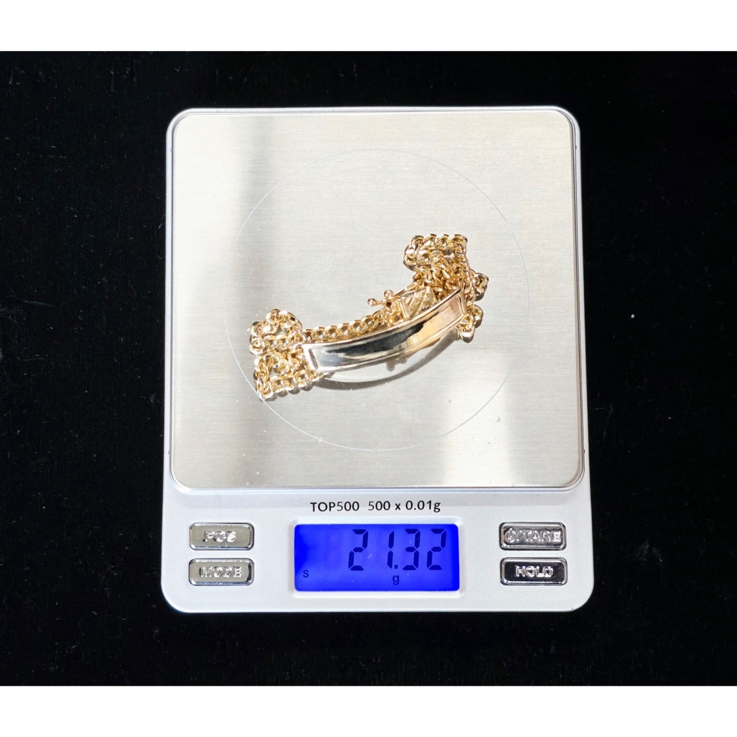 14K Yellow Gold Double Cuban Link ID Bracelet