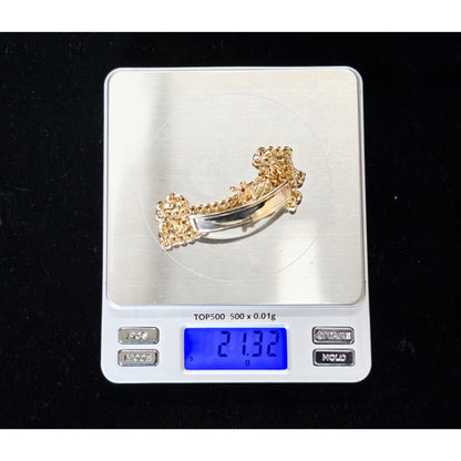14K Yellow Gold Double Cuban Link ID Bracelet