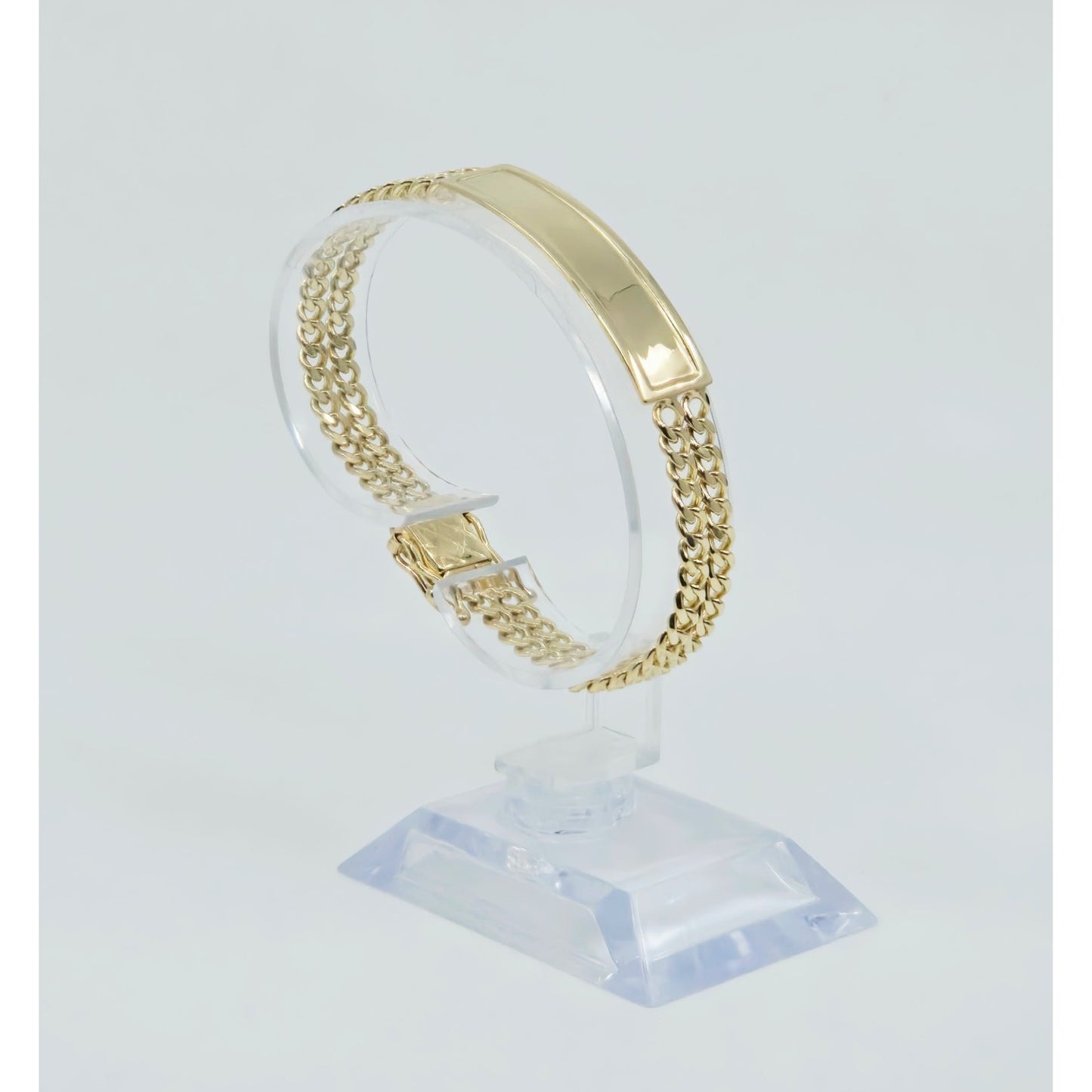 14K Yellow Gold Double Cuban Link ID Bracelet