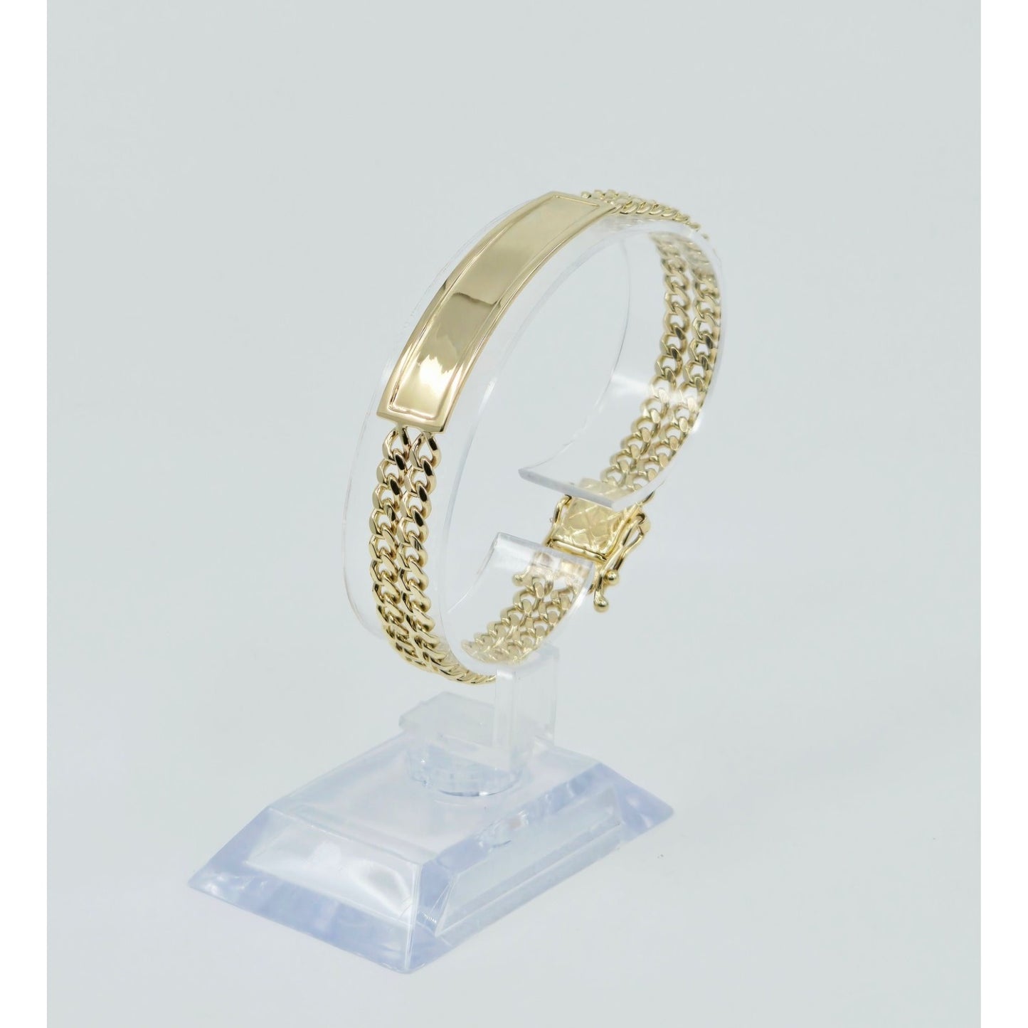 14K Yellow Gold Double Cuban Link ID Bracelet