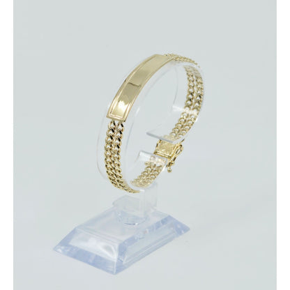 14K Yellow Gold Double Cuban Link ID Bracelet