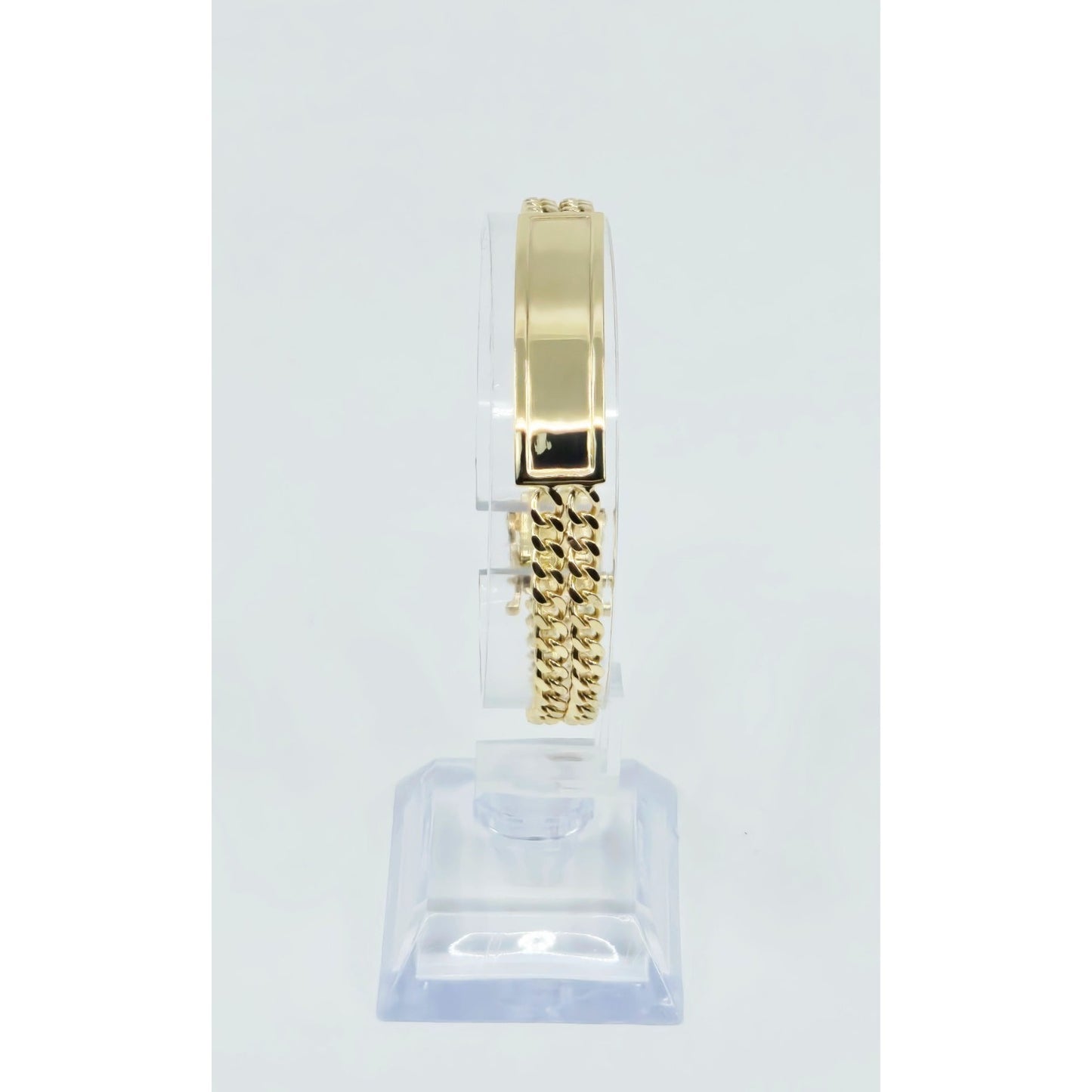 14K Yellow Gold Double Cuban Link ID Bracelet