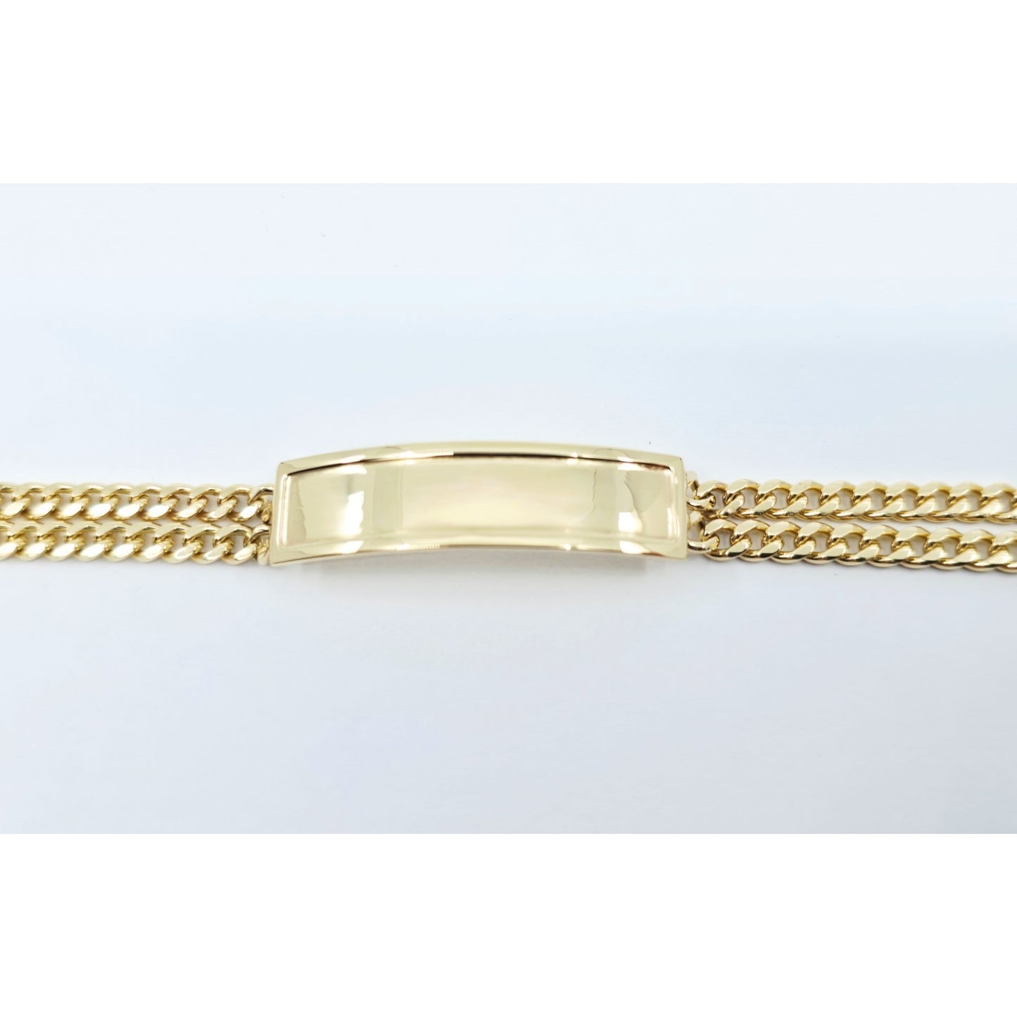 14K Yellow Gold Double Cuban Link ID Bracelet