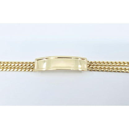 14K Yellow Gold Double Cuban Link ID Bracelet