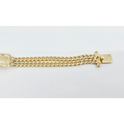 14K Yellow Gold Double Cuban Link ID Bracelet