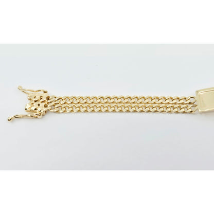 14K Yellow Gold Double Cuban Link ID Bracelet