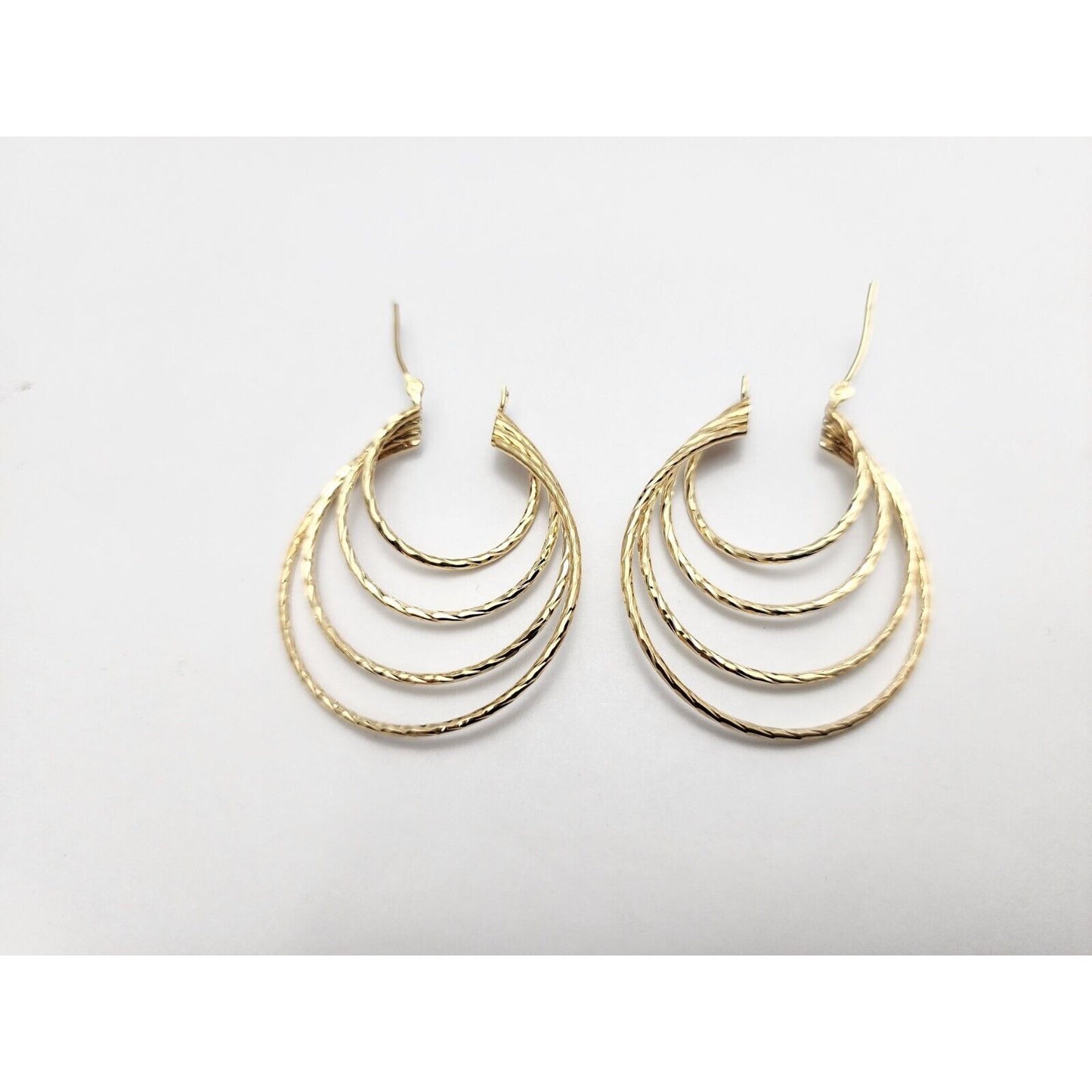 14K Yellow Gold Multi Layered Hoop Earrings