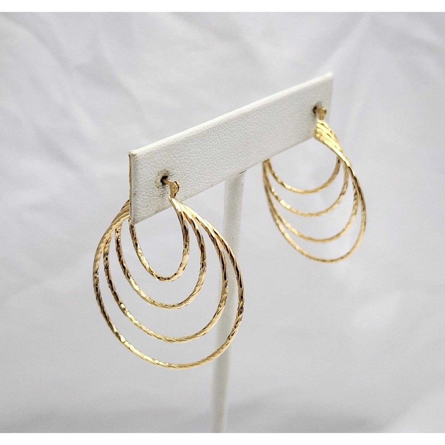 14K Yellow Gold Multi Layered Hoop Earrings