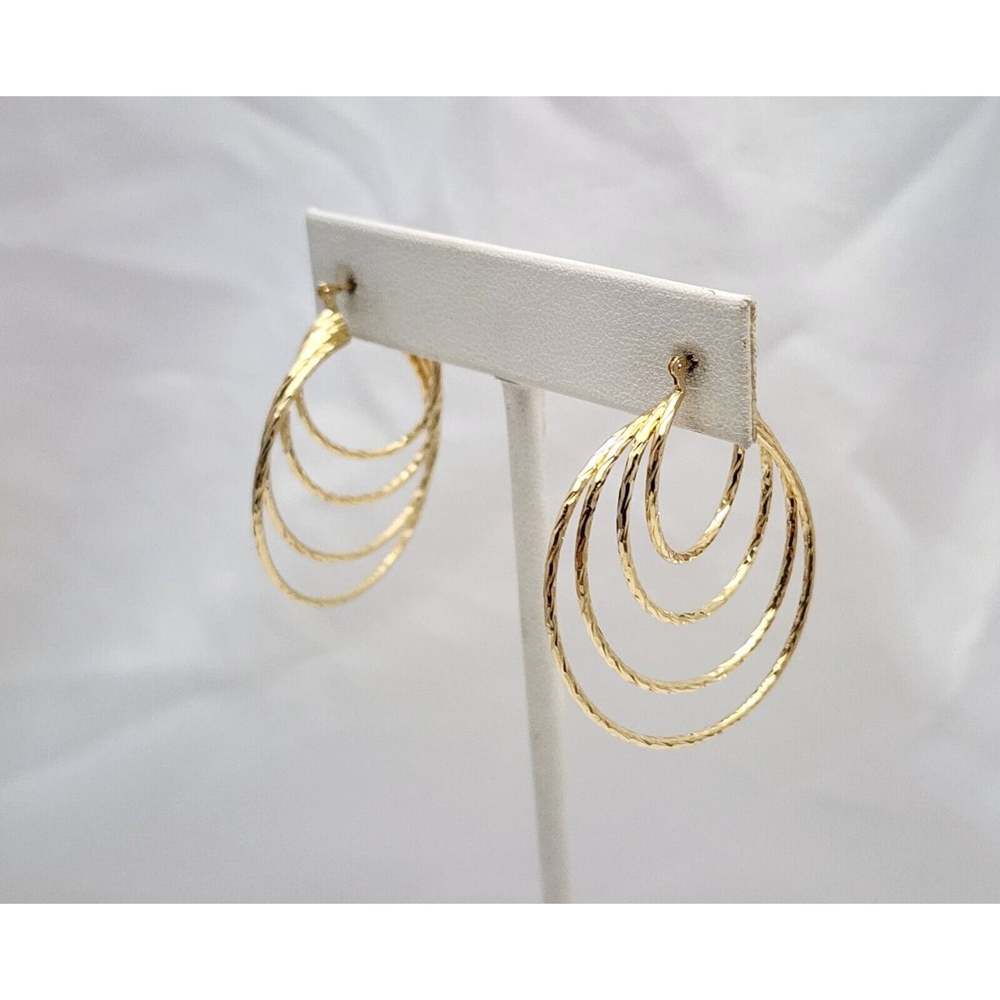 14K Yellow Gold Multi Layered Hoop Earrings