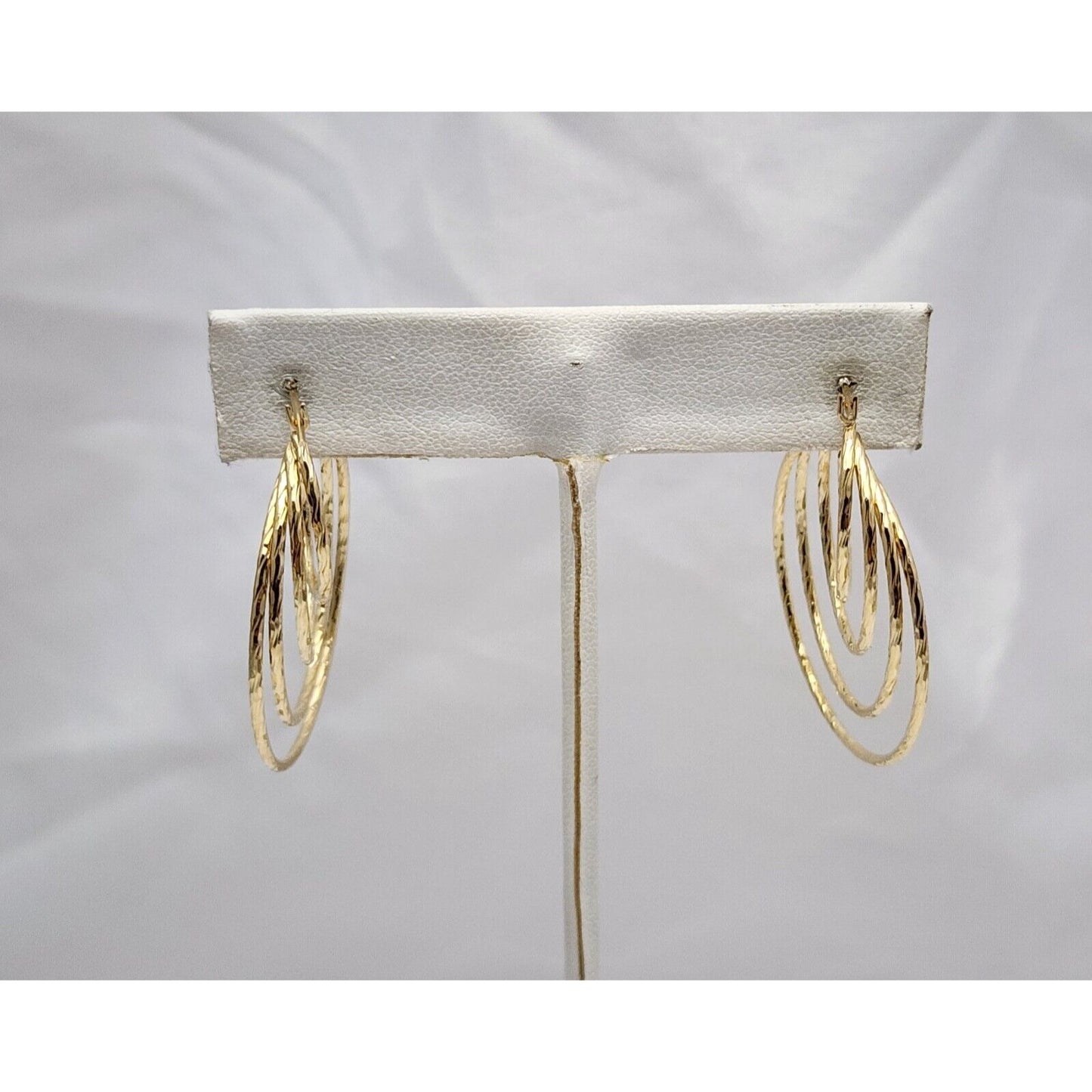 14K Yellow Gold Multi Layered Hoop Earrings