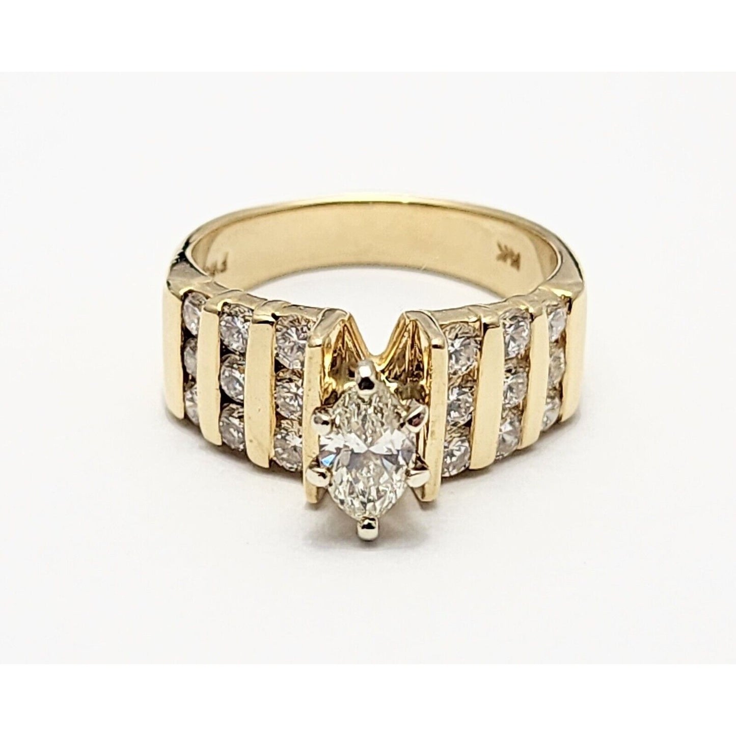 14K Yellow Gold Marquise Diamond Engagement Ring