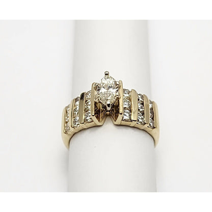 14K Yellow Gold Marquise Diamond Engagement Ring