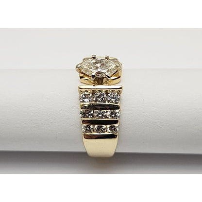 14K Yellow Gold Marquise Diamond Engagement Ring