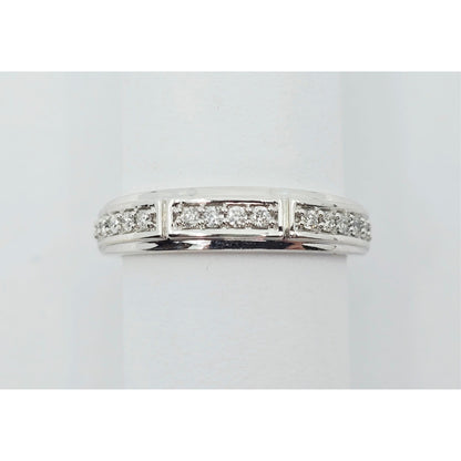 14K White Gold Diamond Wedding Band Ring