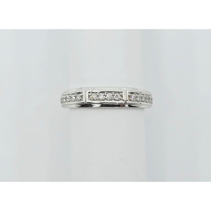 14K White Gold Diamond Wedding Band Ring