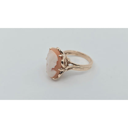 Vintage 14K Yellow Gold Oval Cameo Filigree Ring