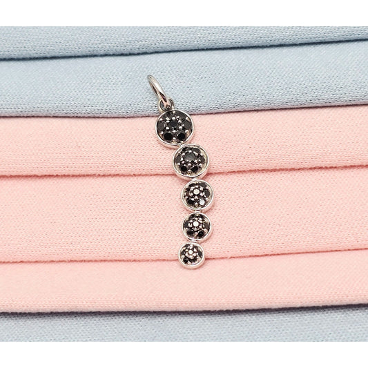 14K White Gold Round Cut Diamond Drop Dangle Charm Pendant