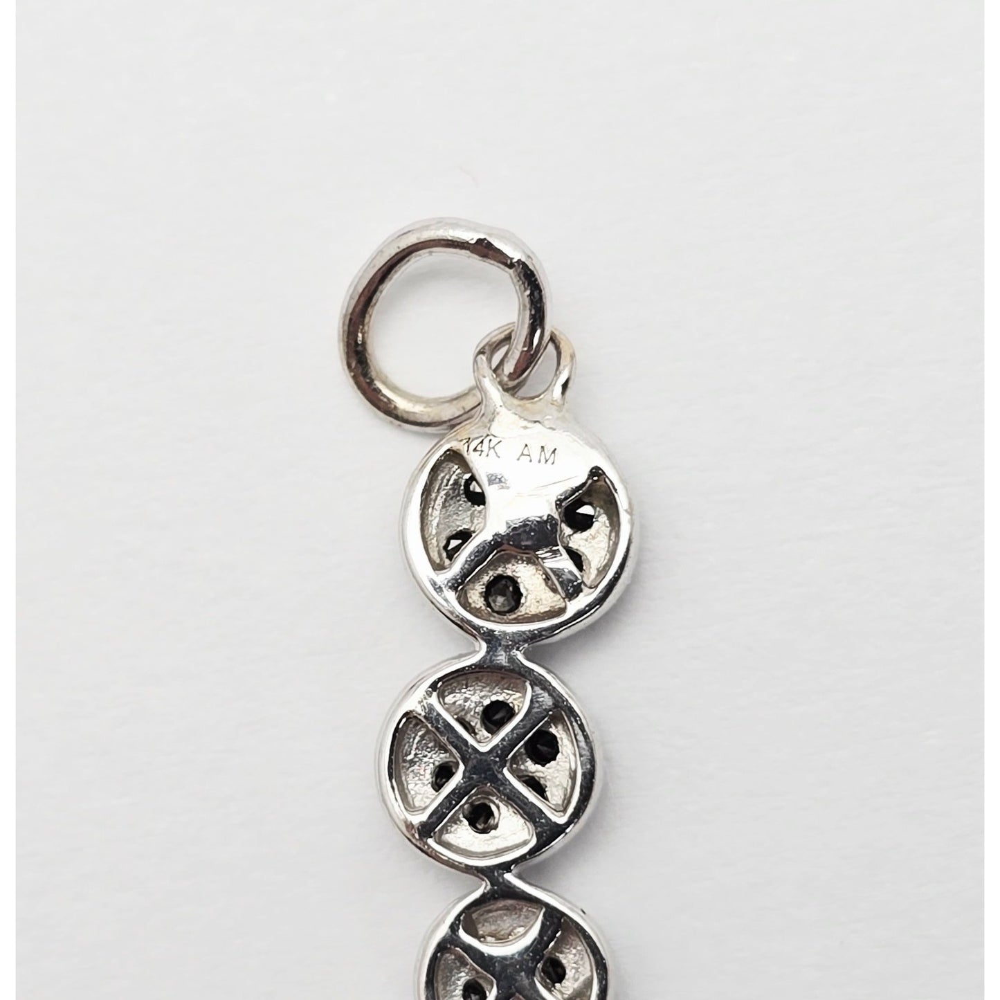 14K White Gold Round Cut Diamond Drop Dangle Charm Pendant