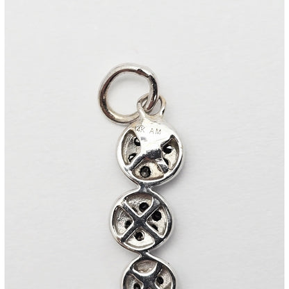 14K White Gold Round Cut Diamond Drop Dangle Charm Pendant