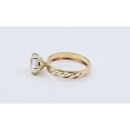 14K Yellow Gold Ladies Solitaire CZ Engagement Ring