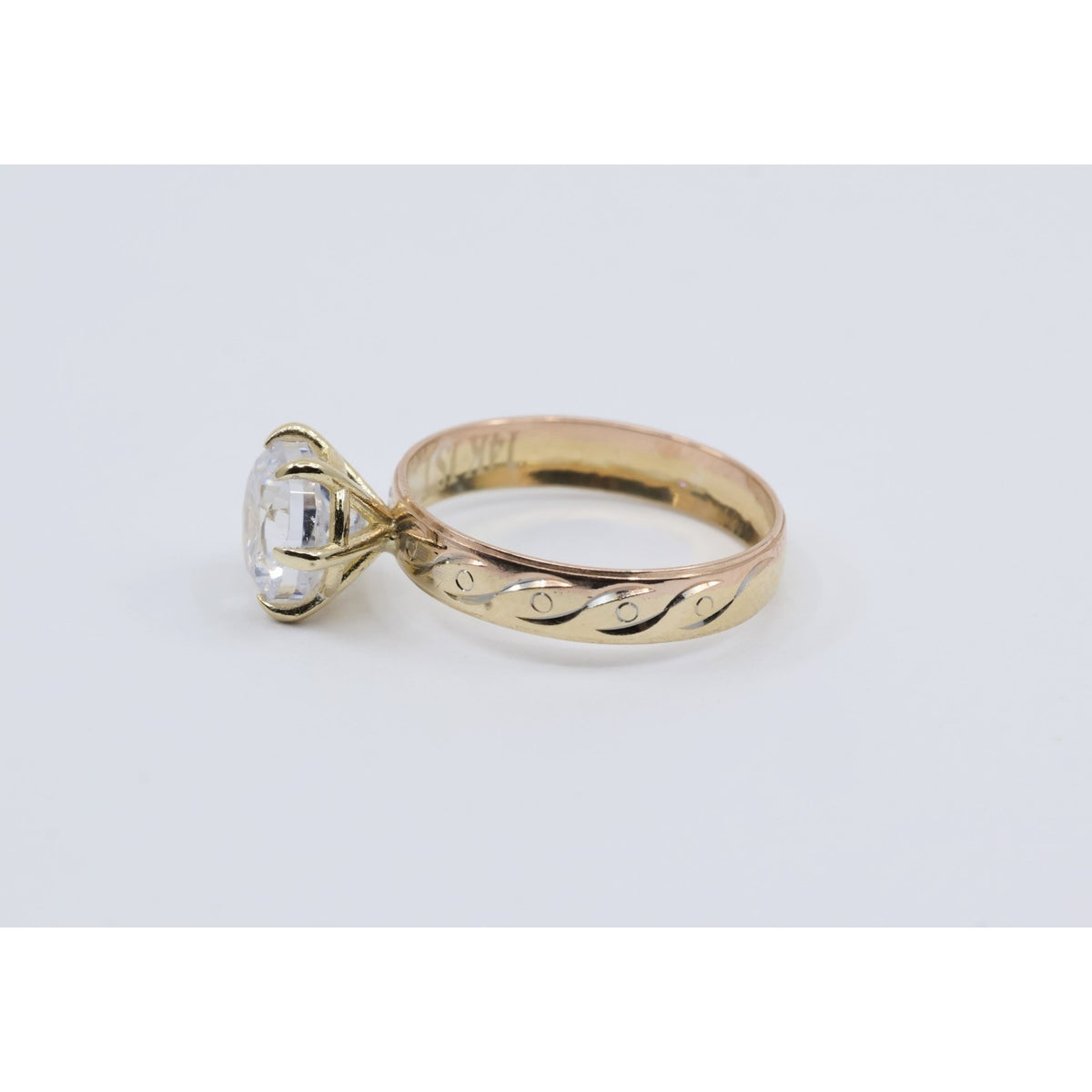 14K Yellow Gold Ladies Solitaire CZ Engagement Ring