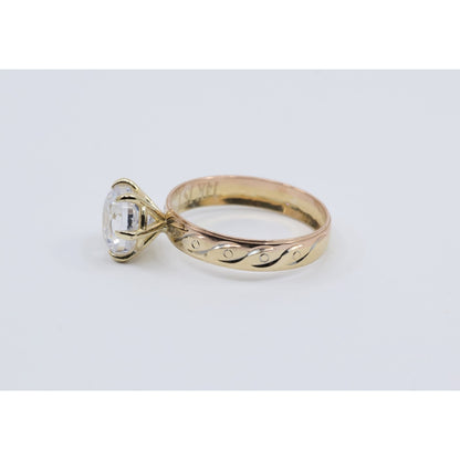 14K Yellow Gold Ladies Solitaire CZ Engagement Ring