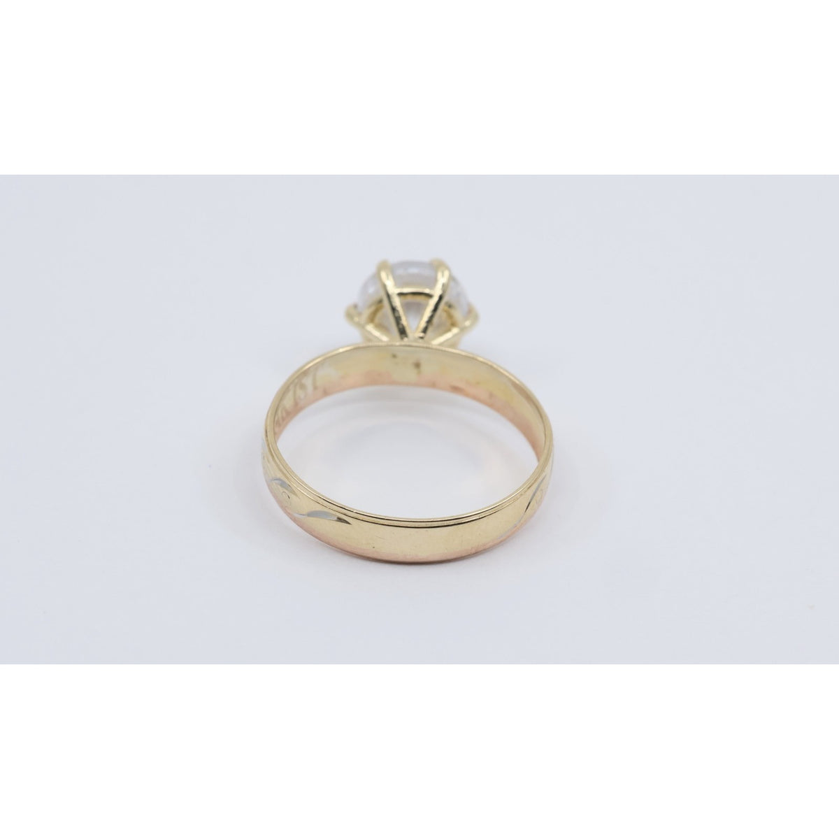 14K Yellow Gold Ladies Solitaire CZ Engagement Ring