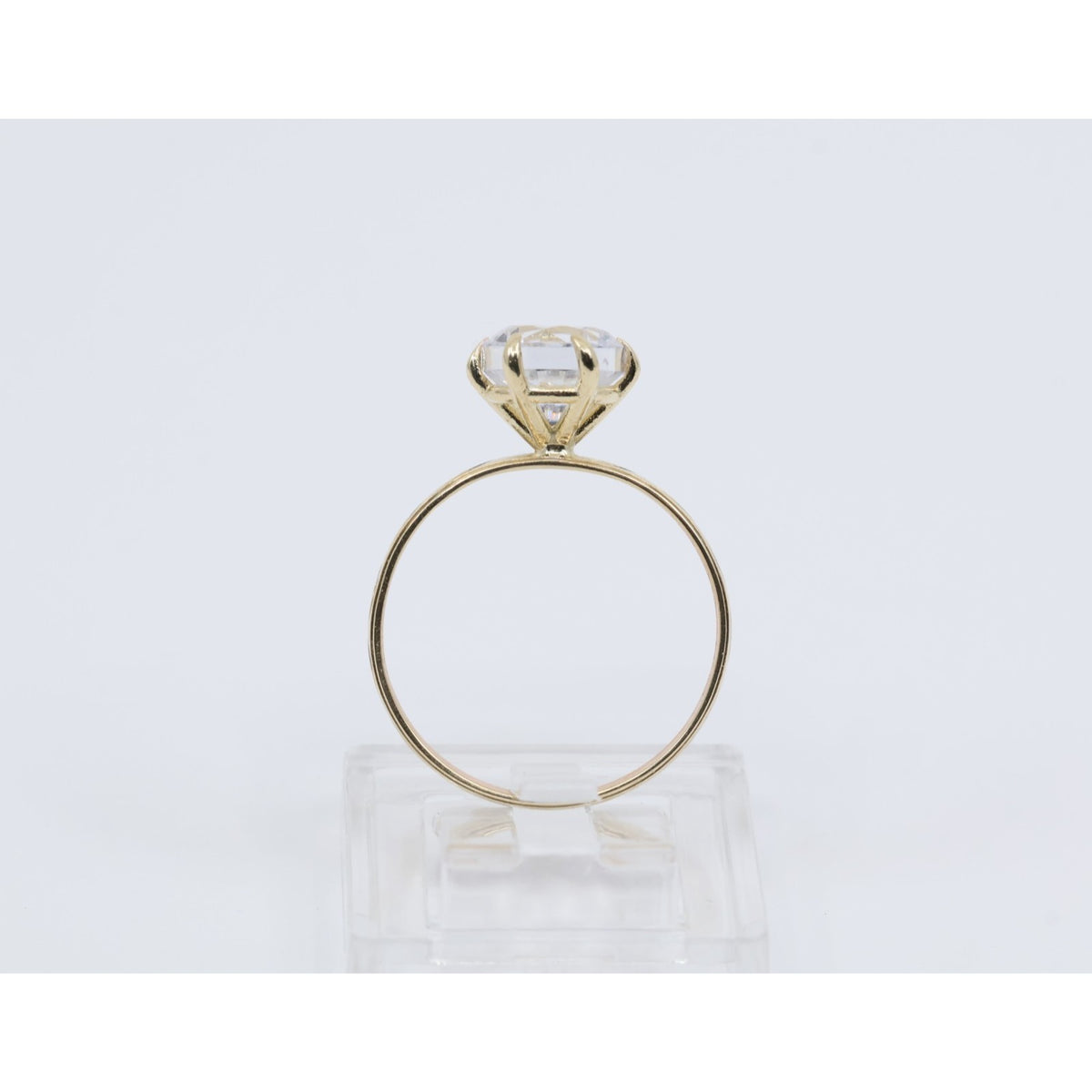 14K Yellow Gold Ladies Solitaire CZ Engagement Ring