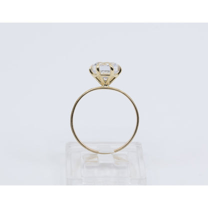 14K Yellow Gold Ladies Solitaire CZ Engagement Ring