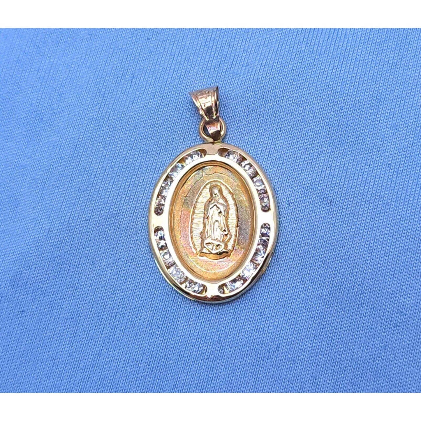 14K Tri Tone Multi Color Gold Religious Saint Mary Guadalupe Charm Pendant