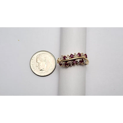 10K Yellow Gold Diamond & Ruby Ring