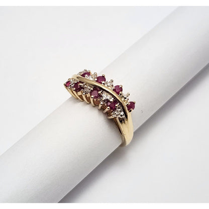 10K Yellow Gold Diamond & Ruby Ring