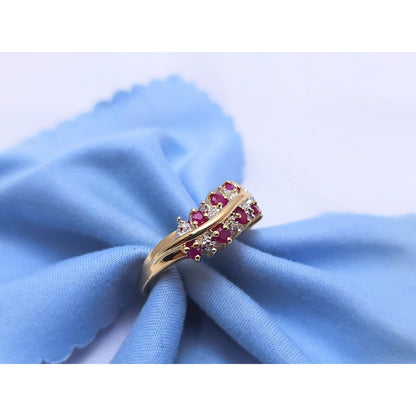 10K Yellow Gold Diamond & Ruby Ring