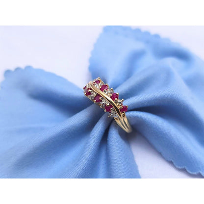 10K Yellow Gold Diamond & Ruby Ring