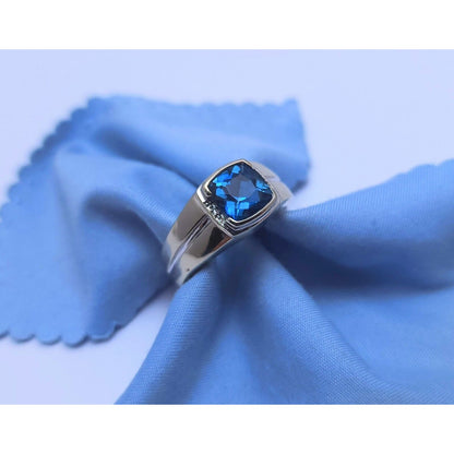 10K White Gold London Blue Topaz & Diamond Gemstone Ring