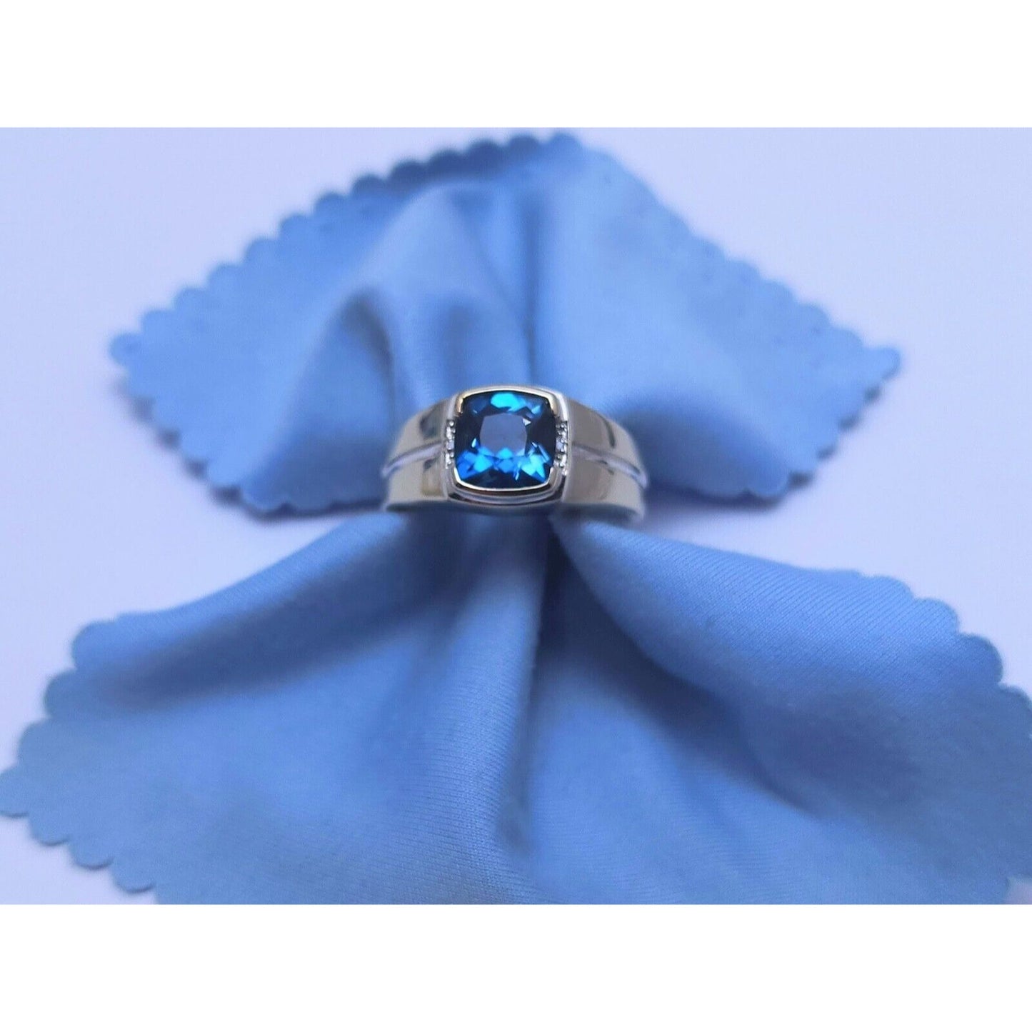 10K White Gold London Blue Topaz & Diamond Gemstone Ring