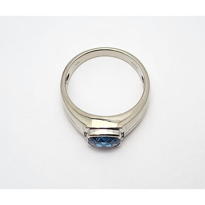 10K White Gold London Blue Topaz & Diamond Gemstone Ring