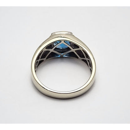 10K White Gold London Blue Topaz & Diamond Gemstone Ring