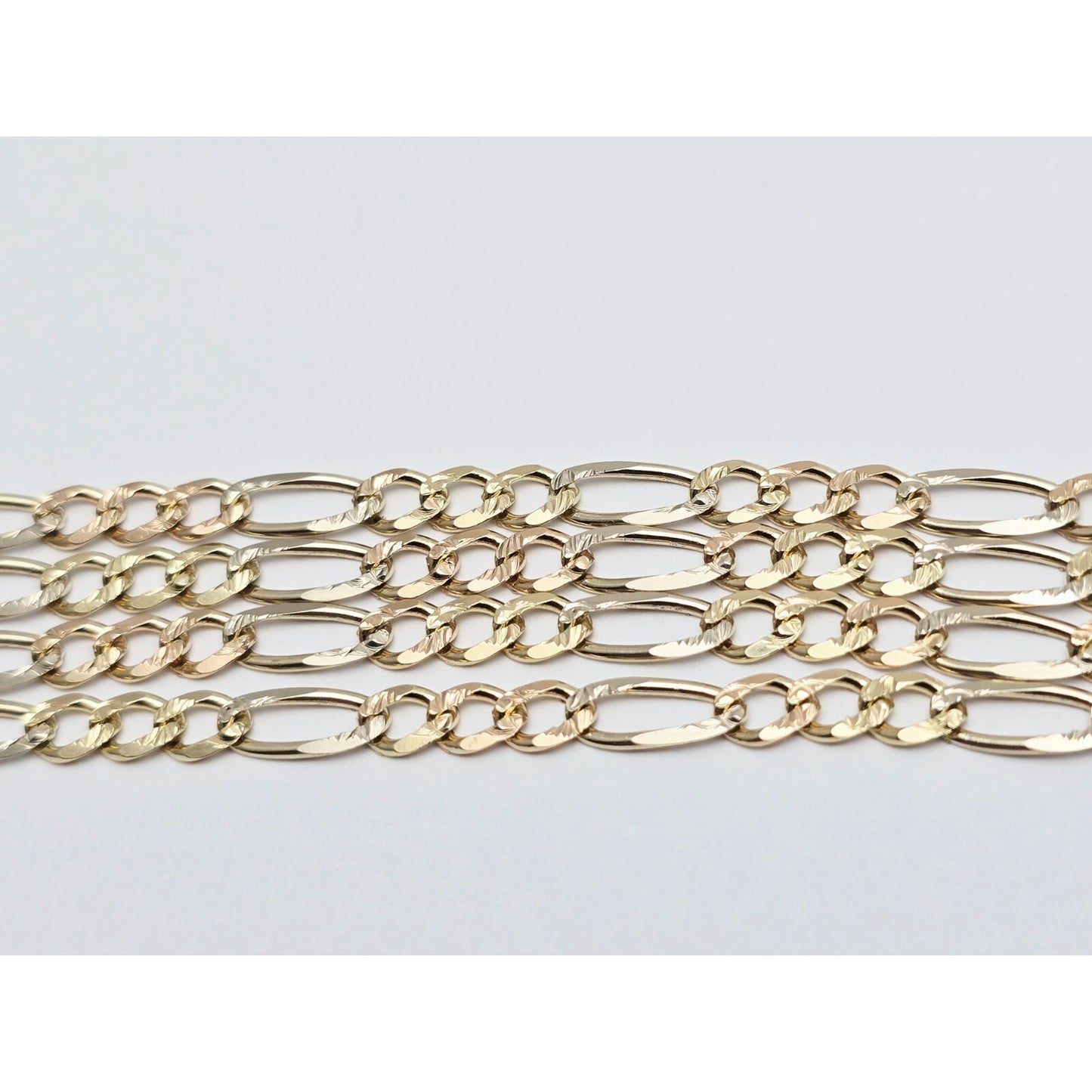 14K Yellow Gold Diamond Cut Figaro Link Chain Necklace