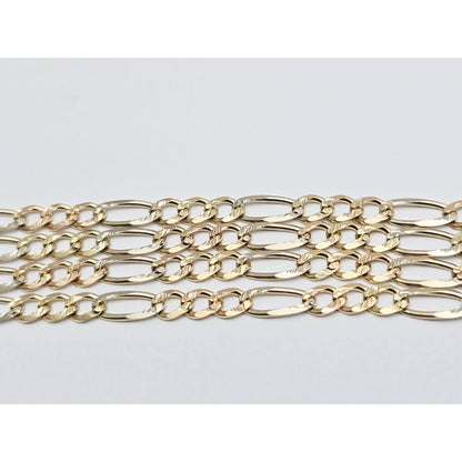 14K Yellow Gold Diamond Cut Figaro Link Chain Necklace