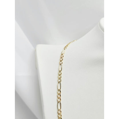14K Yellow Gold Diamond Cut Figaro Link Chain Necklace
