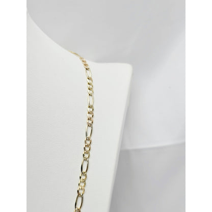 14K Yellow Gold Diamond Cut Figaro Link Chain Necklace