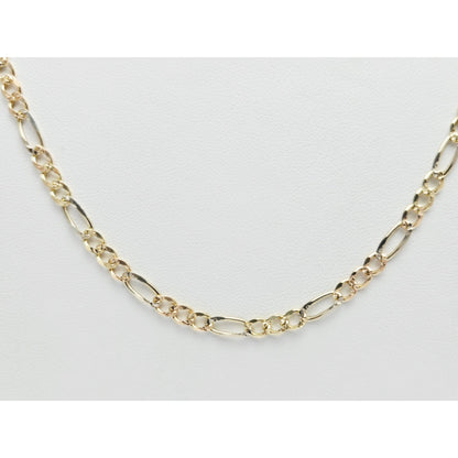 14K Yellow Gold Diamond Cut Figaro Link Chain Necklace