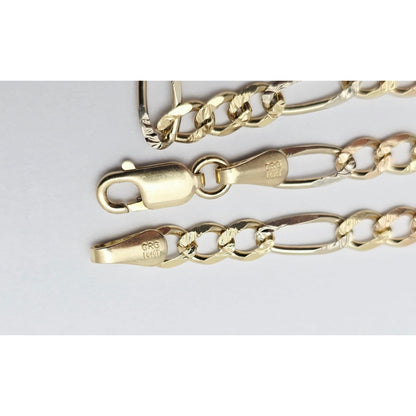 14K Yellow Gold Diamond Cut Figaro Link Chain Necklace