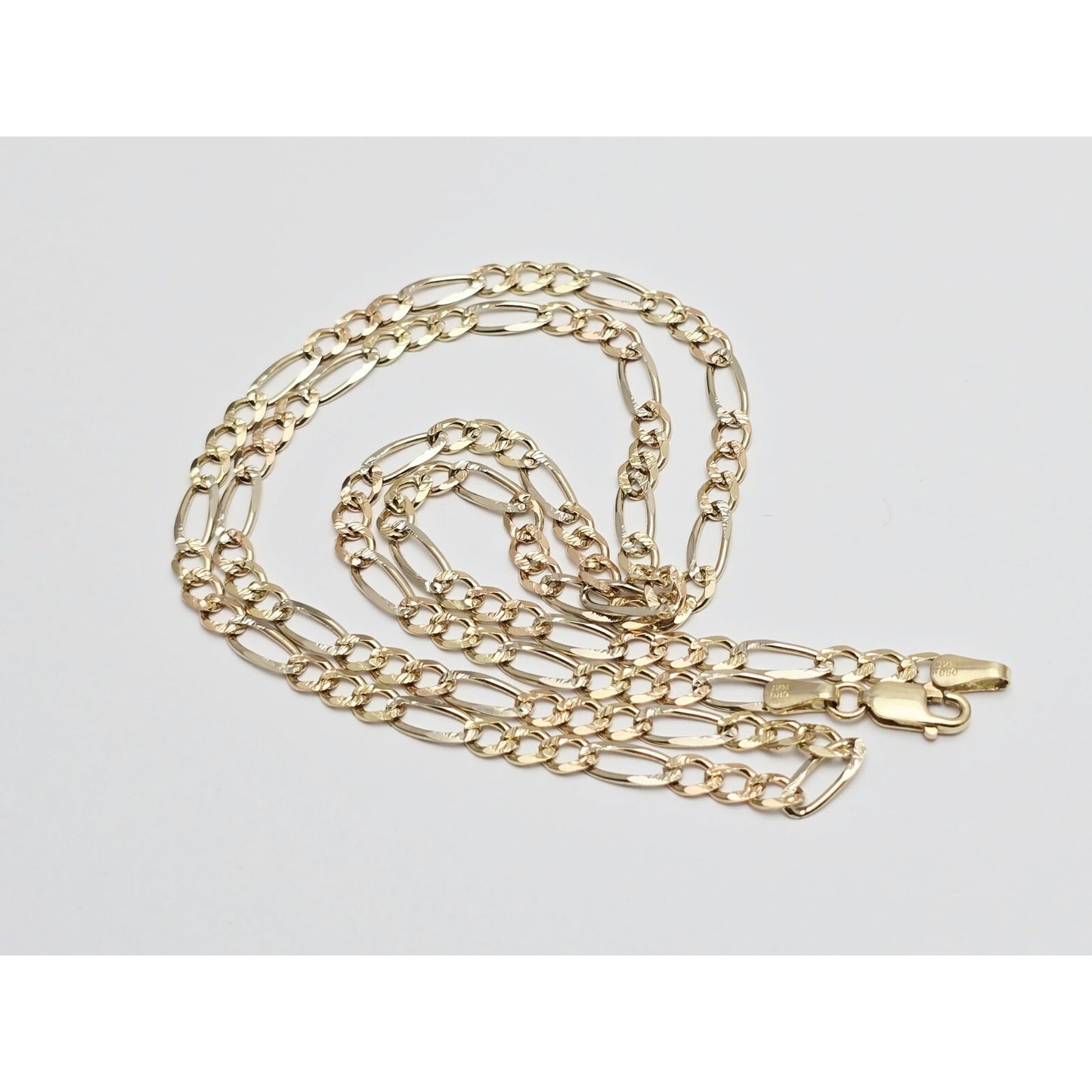 14K Yellow Gold Diamond Cut Figaro Link Chain Necklace