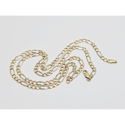14K Yellow Gold Diamond Cut Figaro Link Chain Necklace