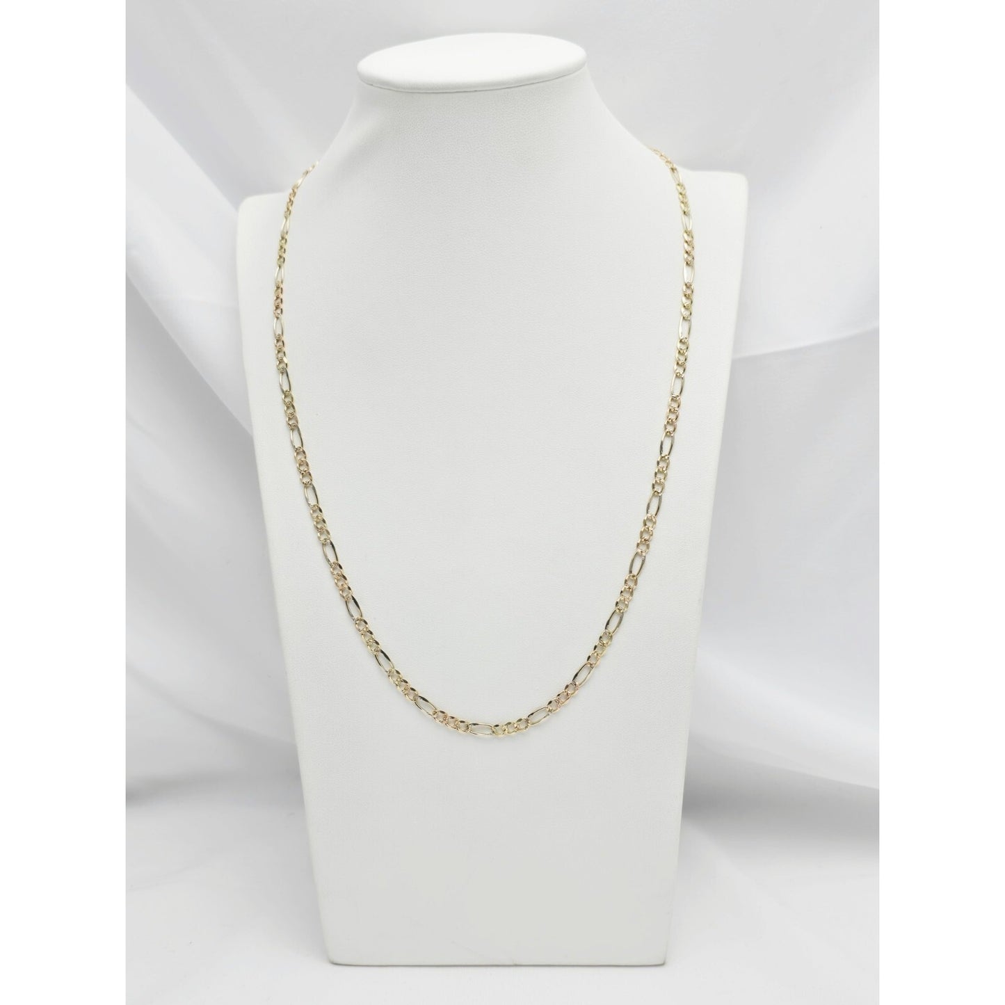 14K Yellow Gold Diamond Cut Figaro Link Chain Necklace