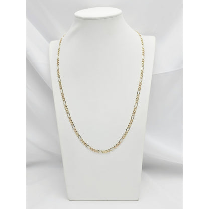 14K Yellow Gold Diamond Cut Figaro Link Chain Necklace