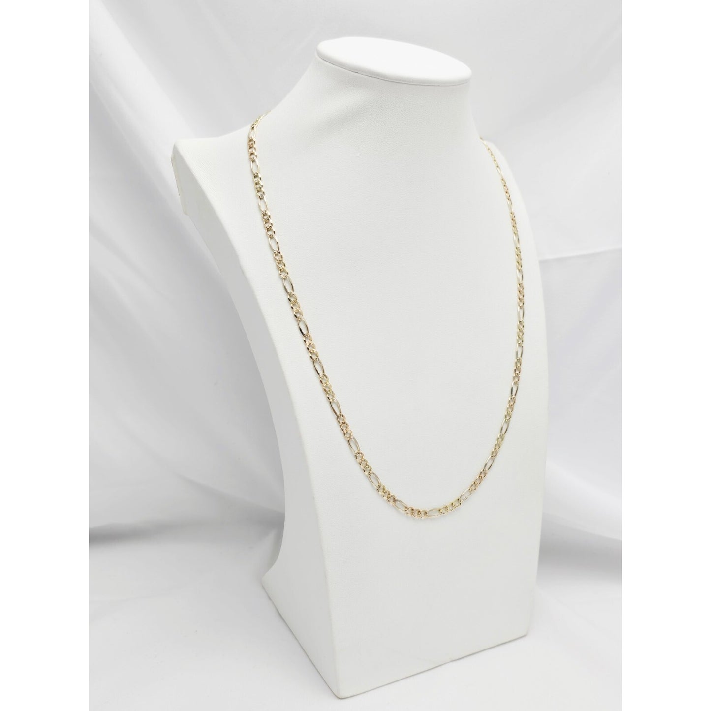 14K Yellow Gold Diamond Cut Figaro Link Chain Necklace
